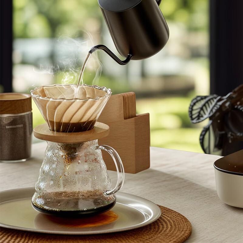 CLITON Glass Pour-Over Coffee Maker with Scale, Sharing Pot, Drip Coffee Filter Cup Set for 1-4 Servings