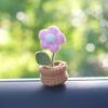Hand Knitted Diy Mini Potted Crochet Wool Sunflower Car Interior Center Console Decoration Ornaments Cute Plant Decoration Doll