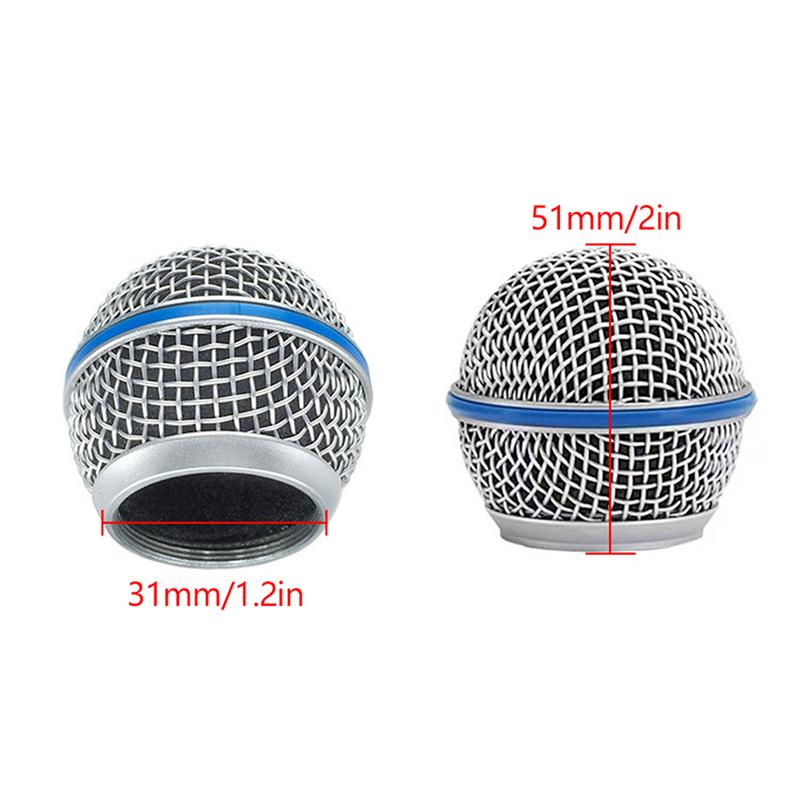 Microphone Replacement Head Steel Sm58 Mesh Handheld Microphone Grill Mesh Head