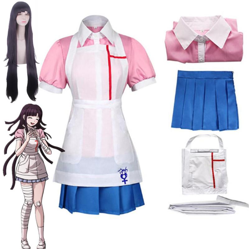Аниме Danganronpa косплей костюм Mikan Tsumiki женское платье униформа горничной полный комплект карнавальная одежда на Хэллоуин