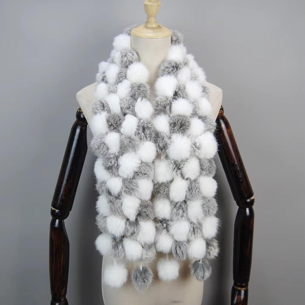 Thickened Rabbit Fur Scarf Double-Sided Fur Neckerchief Fashionable Fur Scarf Women