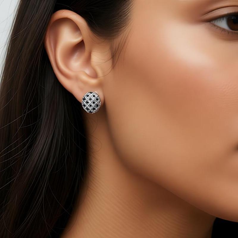 Black Awn Украшения Черные Украшения Черный Камень Серьги-кольца