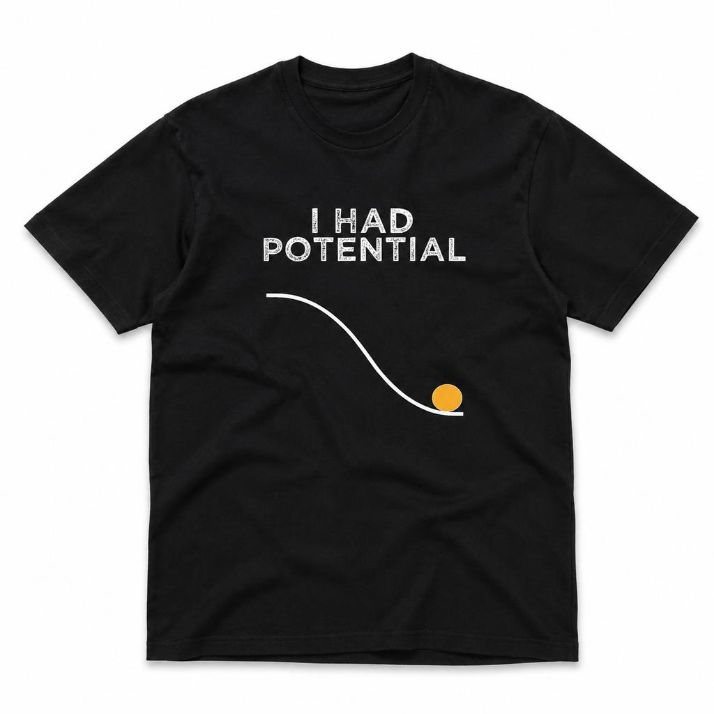 Funny Physics I Had Potential Science Sarcastic Humor T Shirt 100 Cotton Funny Tshirt For Unisex Tees Short Sleeve Clothing