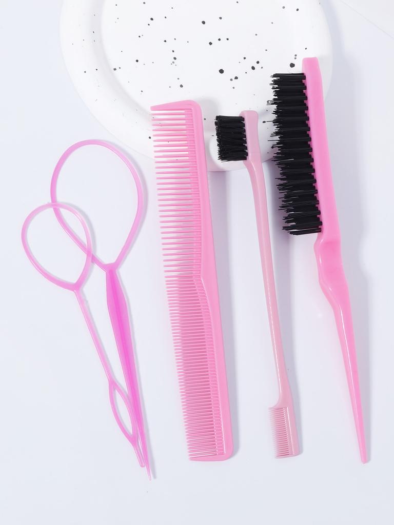 5-piece/set Styling Double-sided Hair Cutting Comb Double-sided Edge Brush Weaving Tool Ring Set Special for Real Hair Wigs