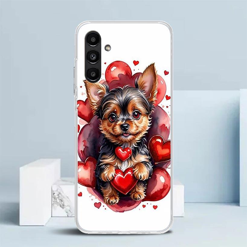 Милый Щенок Сердце Собаки Чехол для Телефона Для Samsung Galaxy A17 A37 A57 A16 A15 A14 A13 A56 A55 A54 A53 A36 A35 A34 A33 A26 A25 A24 A2