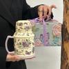 Ретро керамическая чашка-чайник с масляной живописью, чашка для воды большой вместимости, высокоценная кружка для девушек, подарок на день рождения для подруг