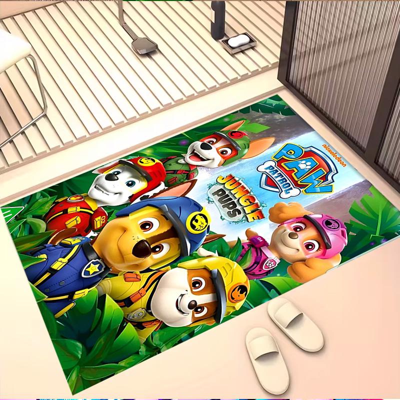 Jungle Pups Print Rug, Washable Floor Carpet, For Entryway Dorm Laundry Room Office Study, Home Decor Birthday Christmas Gift