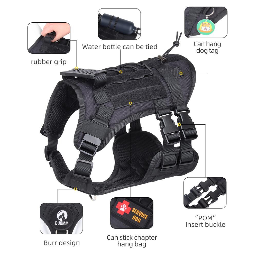 Тактический жилет для большой собаки, уличная водонепроницаемая шлейка для собаки, тактическая грудь и спина для средней и большой собаки, грудь и спина для дрессировки собаки