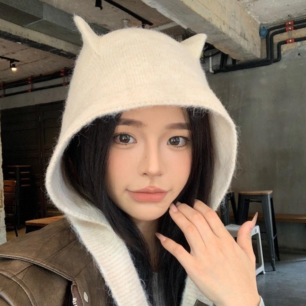 Versatile Women's Winter Knitted Hat Windproof Ear Protection Cap Balaclava Hats Autumn Winter
