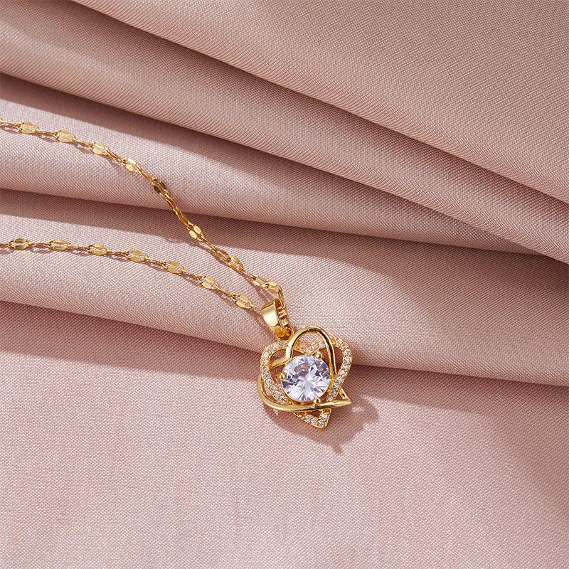 Любовь Переплетающееся Ожерелье Женское Простое и Универсальное Темперамент Микровставка Двухслойная Подвеска Цепочка на Ключицу