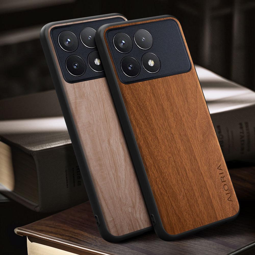 Case for Poco X6 Pro F6 Pro funda bamboo wood pattern Four-corner Explosion-proof back cover Poco M6 Pro