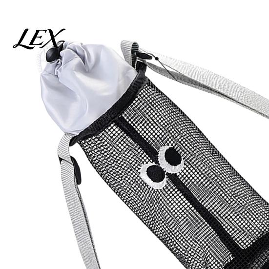Quick Dry Water Bottle Pouch Mesh Drawstring Crossbody Cup Holder, Adjustable Strap Breathable Carrier Hand Free Holder Bag, Cute Cartoon Pattern for