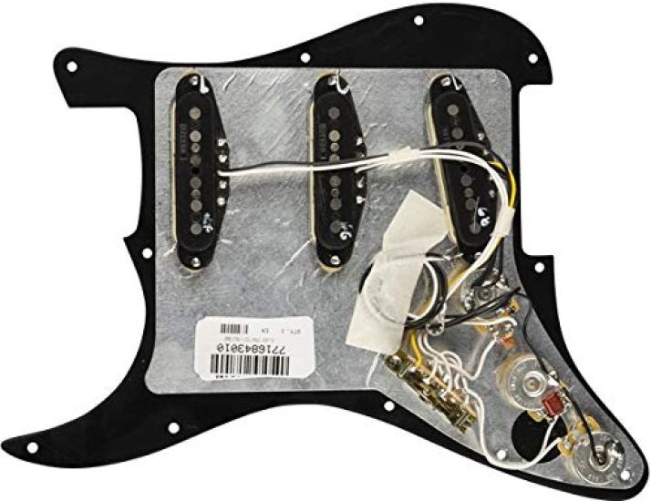 Fender Guitar Parts Strat Vintage Noiseless Black 11 Hole PG Pre-Wired Pickguard, SSS,