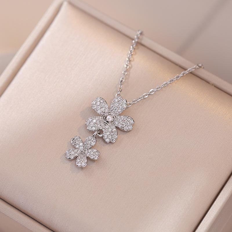 Ожерелье с подвеской в ​​виде цветка из циркона для женщин, модная гипоаллергенная цепочка из нержавеющей стали, ювелирные изделия, аксессуары для свадебной помолвки и вечеринки