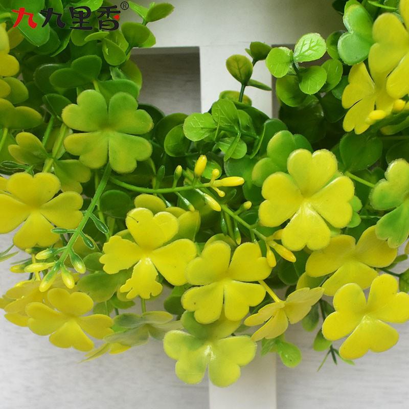 Small Yellow Clover Wreath Artificial Door Decor With Eucalyptus Home Interior Wedding Photography Outdoor Use
