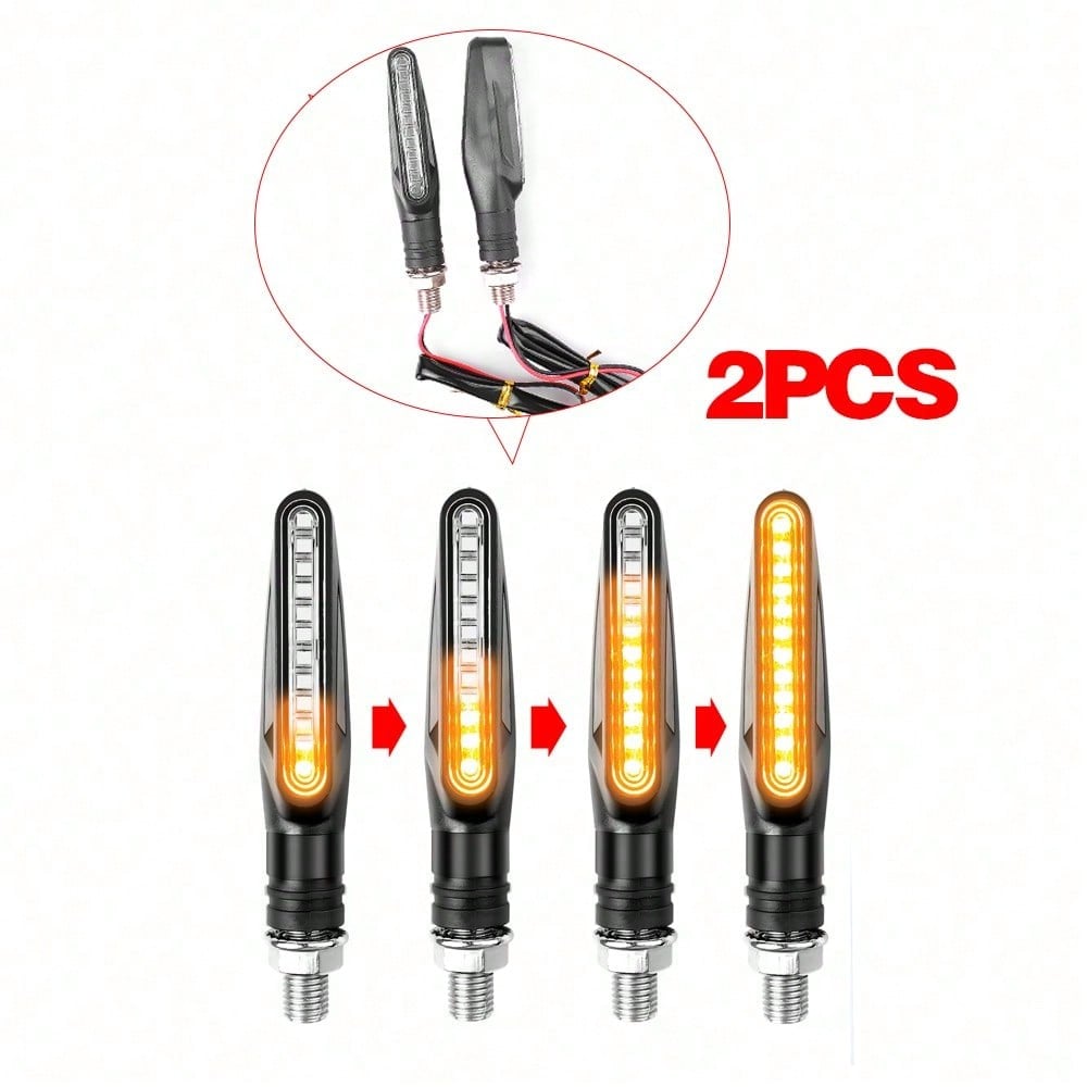 2PCS Universal LED Motorcycle Turn Signal Lights – 12V IP68 Waterproof Amber Flashers for Rear Bike Lamps (Accessories)