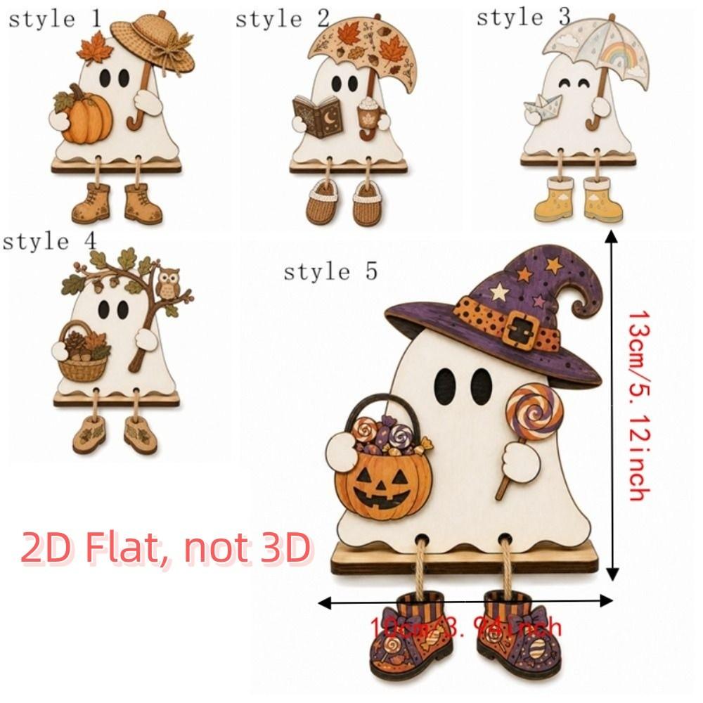 Fun Shape Halloween Wooden Ghost Signs Handmade Ghost Table Ornament Bedroom Decor