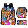 Рюкзак One Piece 15 дюймов, 3 шт., легкий, прочный, школьный, с сумкой через плечо и пеналом, для мальчиков и девочек, возраст 6-10 лет