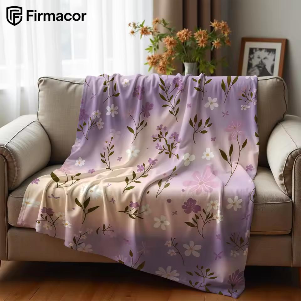 Lavender Wildflower Lightweight Microfiber Soft Christmas Fleece Blanket Warm Cozy Throw for Bed Sofa Office Travel All Season