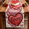 72 x 13 Inch Valentines Day Table Runner – Red and Pink Hearts with Love and XOXO Lettering, Polka Dot Heart Pattern for Dining Room, Kitchen, and