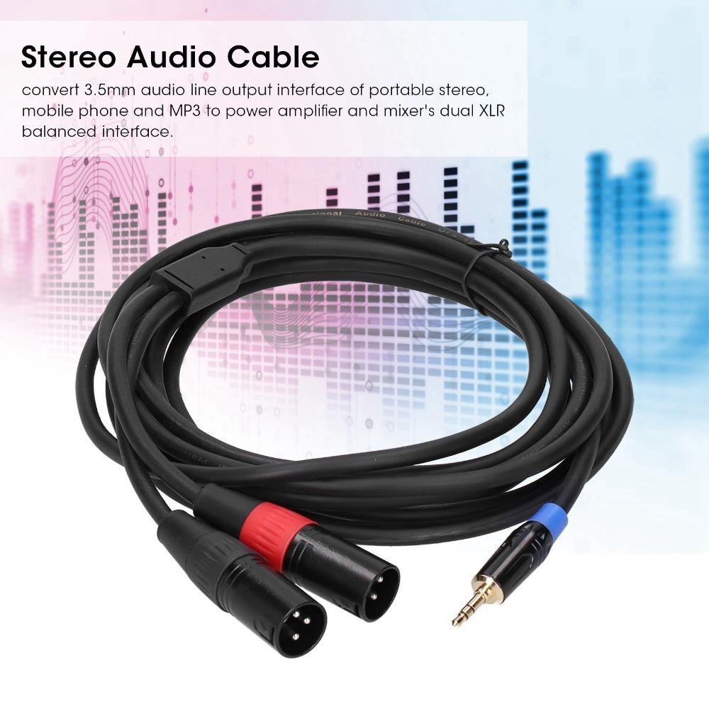 3.5mm Stereo Male 3.5mm Male To Dual 2 XLR Male Plug Male To Dual XLR Connector  Audio Equipment