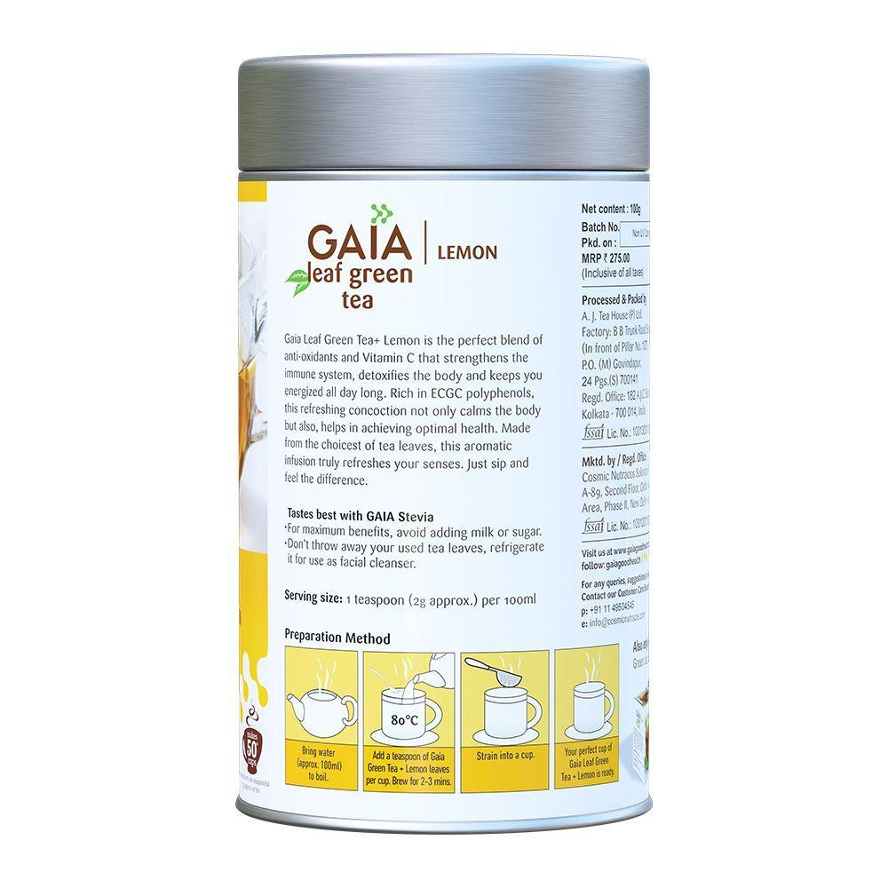 Зеленый чай с Лимоном (100 г), Leaf Green Tea Lemon,  Gaia