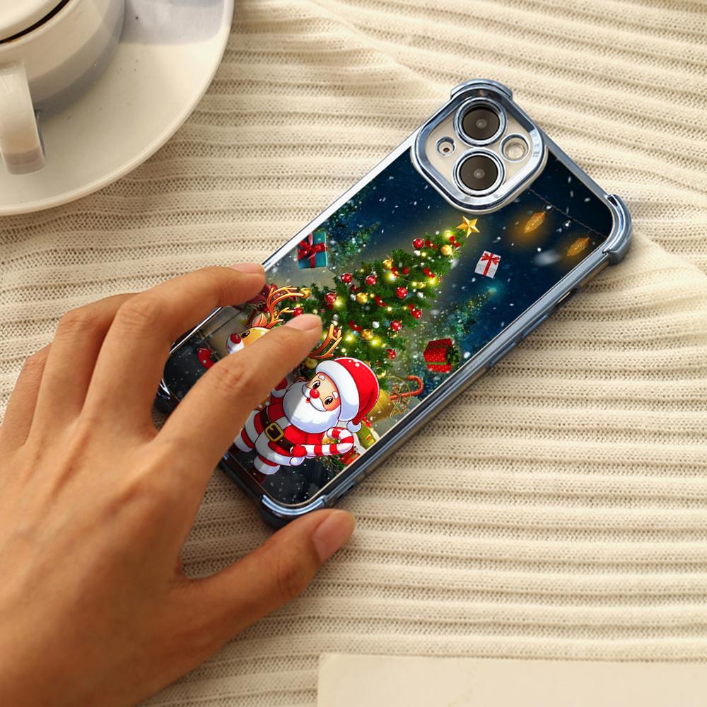 Чехлы для телефонов Ae121 Merry Christmas Santa design art из гальванизированного ТПУ для Samsung A54 A12 A14 S23 S24 Ultra A55 A15 S21 FE с четырьмя углами защиты