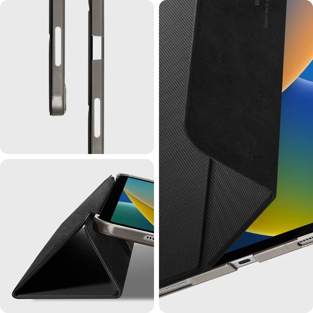 Чехол Spigen для iPad Pro 11, Складной в трех плоскостях, Обложка-подставка, Место для Apple Pencil, Зарядка, Тонкий, Легкий, Автоматический сон, Жидкий Air Folio, ACS05466 (черный)