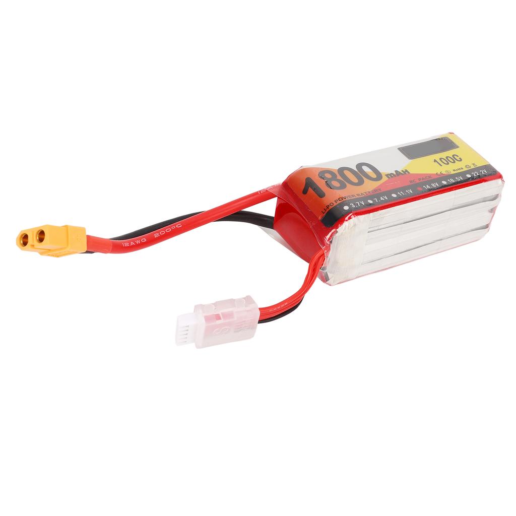 1800mAh Lipo Battery 100C Discharge Rate 14.8V 4S XT60 Plug RC Battery Power for RC Helicopter Car