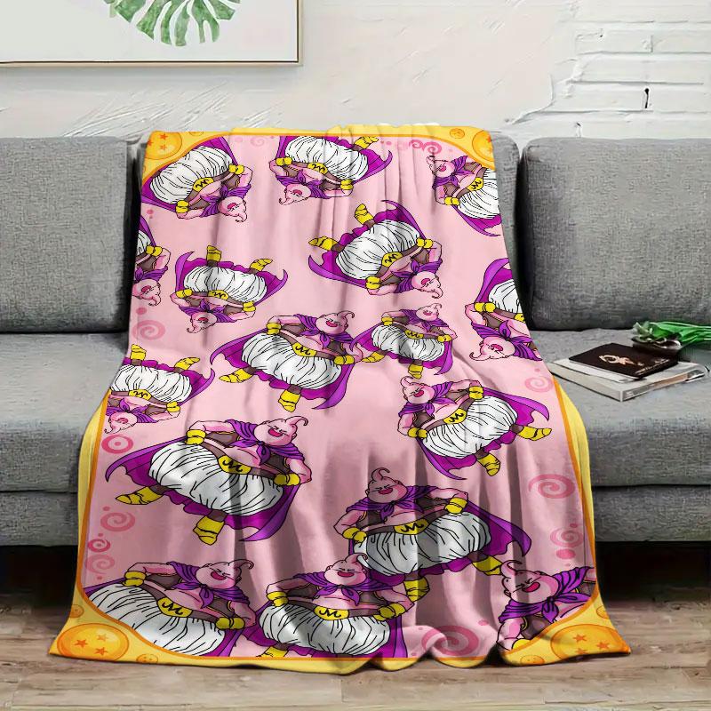 1Pc MajinBuu Print Flannel Blanket, High quality Comfortable for All Seasons, Warmth and Comfort, Perfect for Christmas Gifts