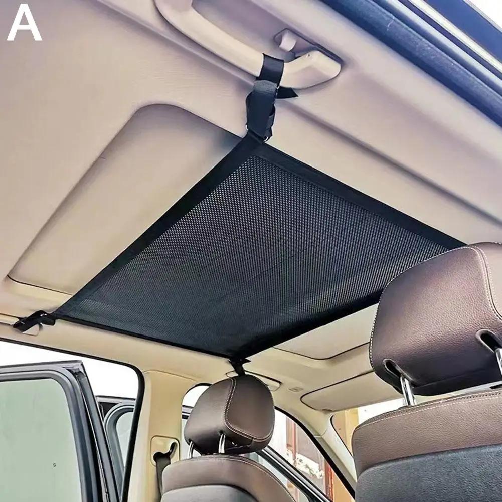 SUV Car Ceiling Storage Net Pocket Car Roof Bag Interior Net Breathable Bag Mesh Interior Cargo Stowing Accessories Auto Ti K8U2