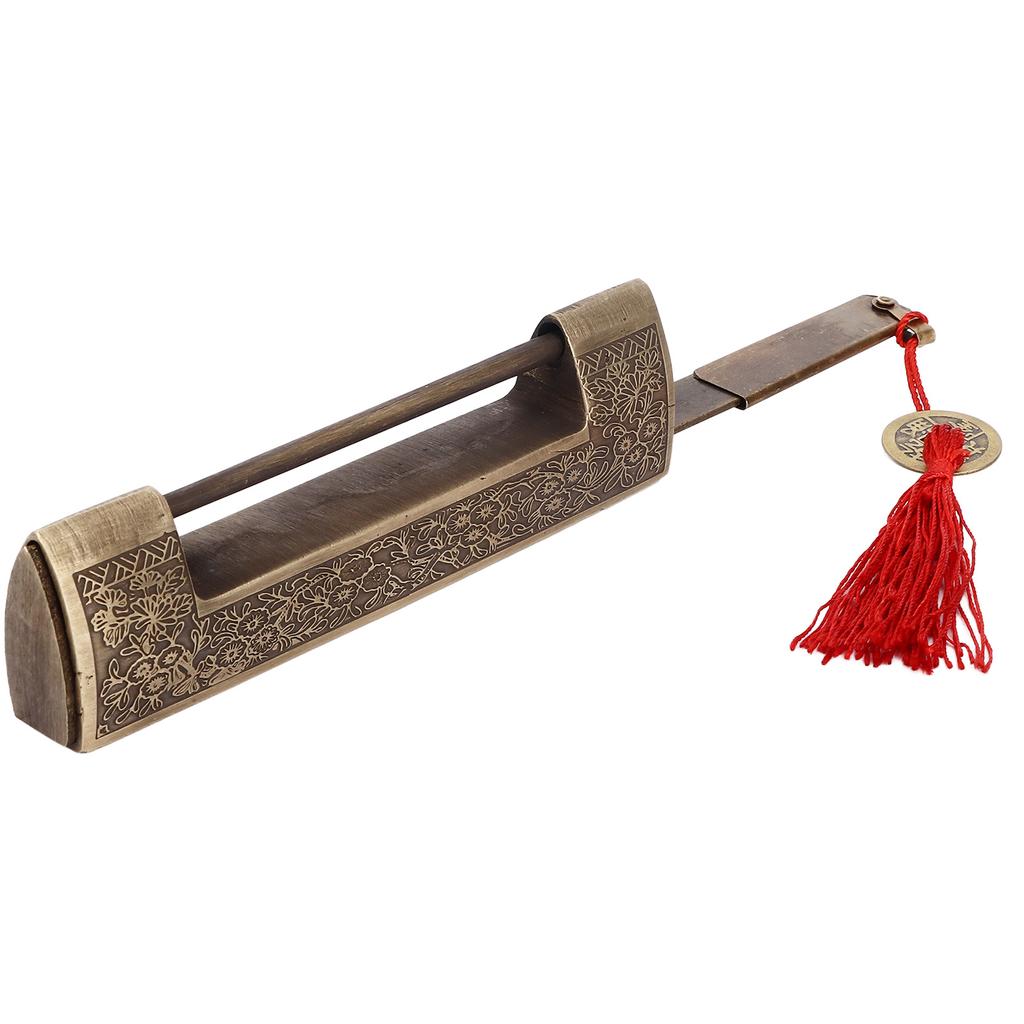 Китайский старинный замок Ретро Расстояние 9см/3,5дюйма Классический узор Латунный горизонтальный навесной замок для подарка