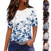T Shirts For Women Round Neck Dressy Casual Blouses Printing Short Sleeve Summer Tops Loose Fit