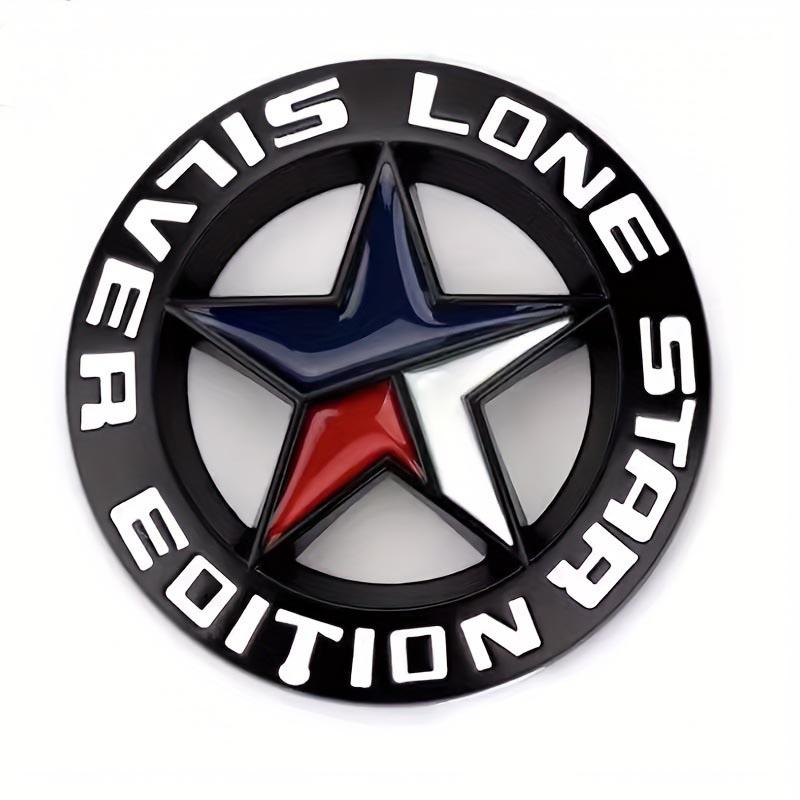 3D Metal Lonestar Car Sticker Texas Pentagram Badge Suitable for Jeep - Silver Chrome Finish ALN1