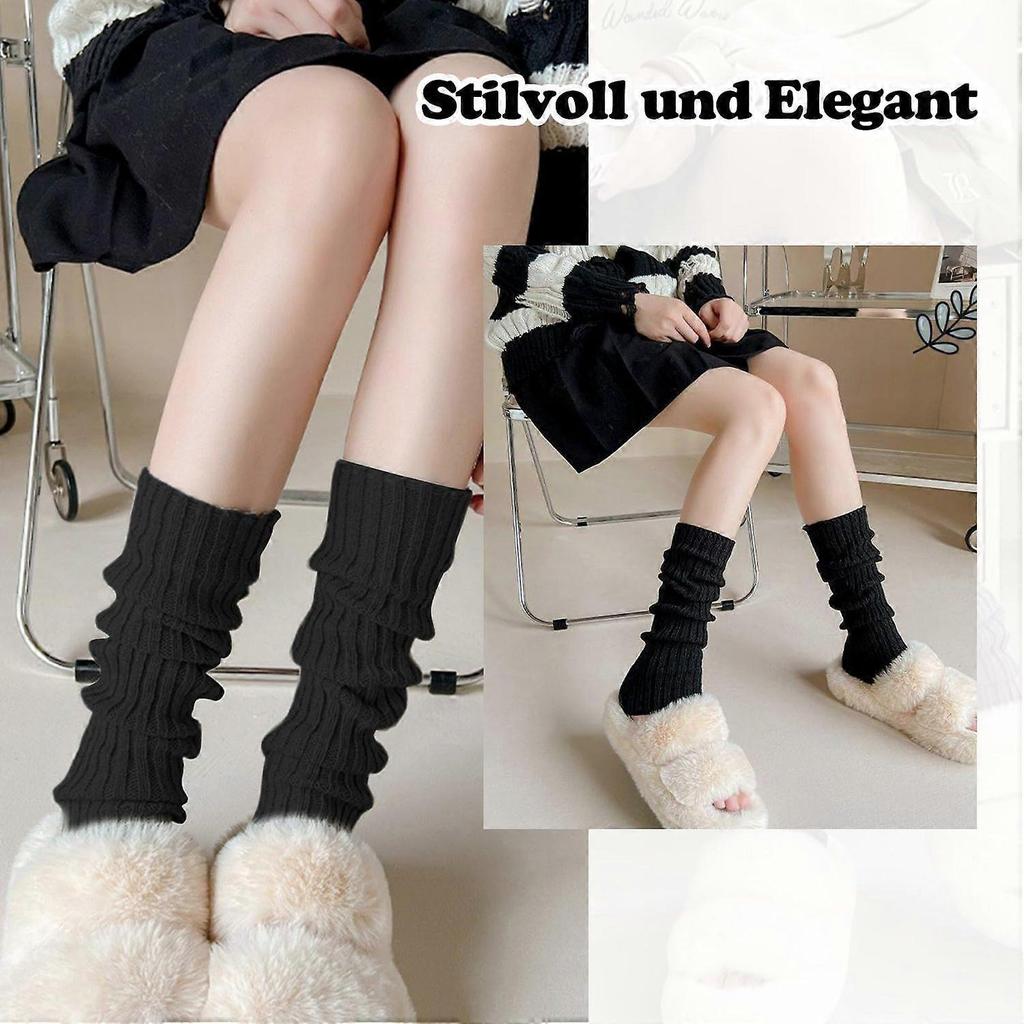 Ladies knitted leg warmers, cozy and stylish leg warmers, perfect for winter fashion black/gray