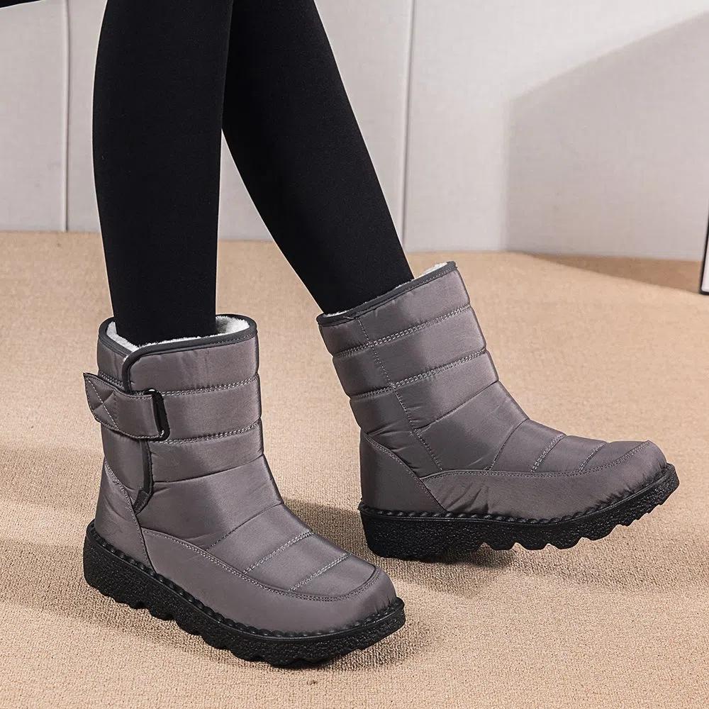 Хлопковая обувь, женские зимние бархатные утепленные хлопковые ботинки, женские водонепроницаемые и лыжные теплые ботинки большого размера с высокой трубкой