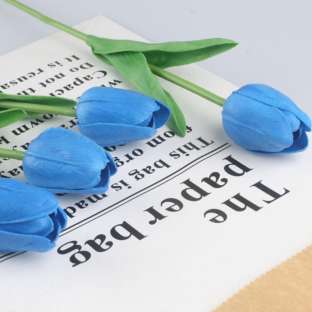 5PCS 34cm Decorative Fake Flowers PU Wedding Bridal Tulip Bouquet Artificial Tulip  Wedding Backdrop