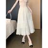 Elegant High Waist White Maxi Skirt With Shear Chiffon Fabric For Summer Casual Wear