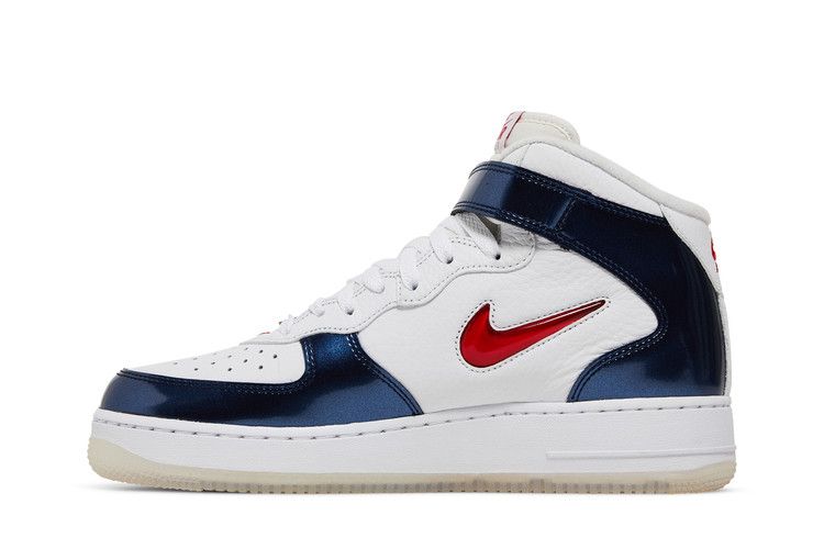 Мужские кроссовки Nike Air Force 1 Mid QS Independence Day Белый/Университетский Красный/Полуночный Синий/Белый