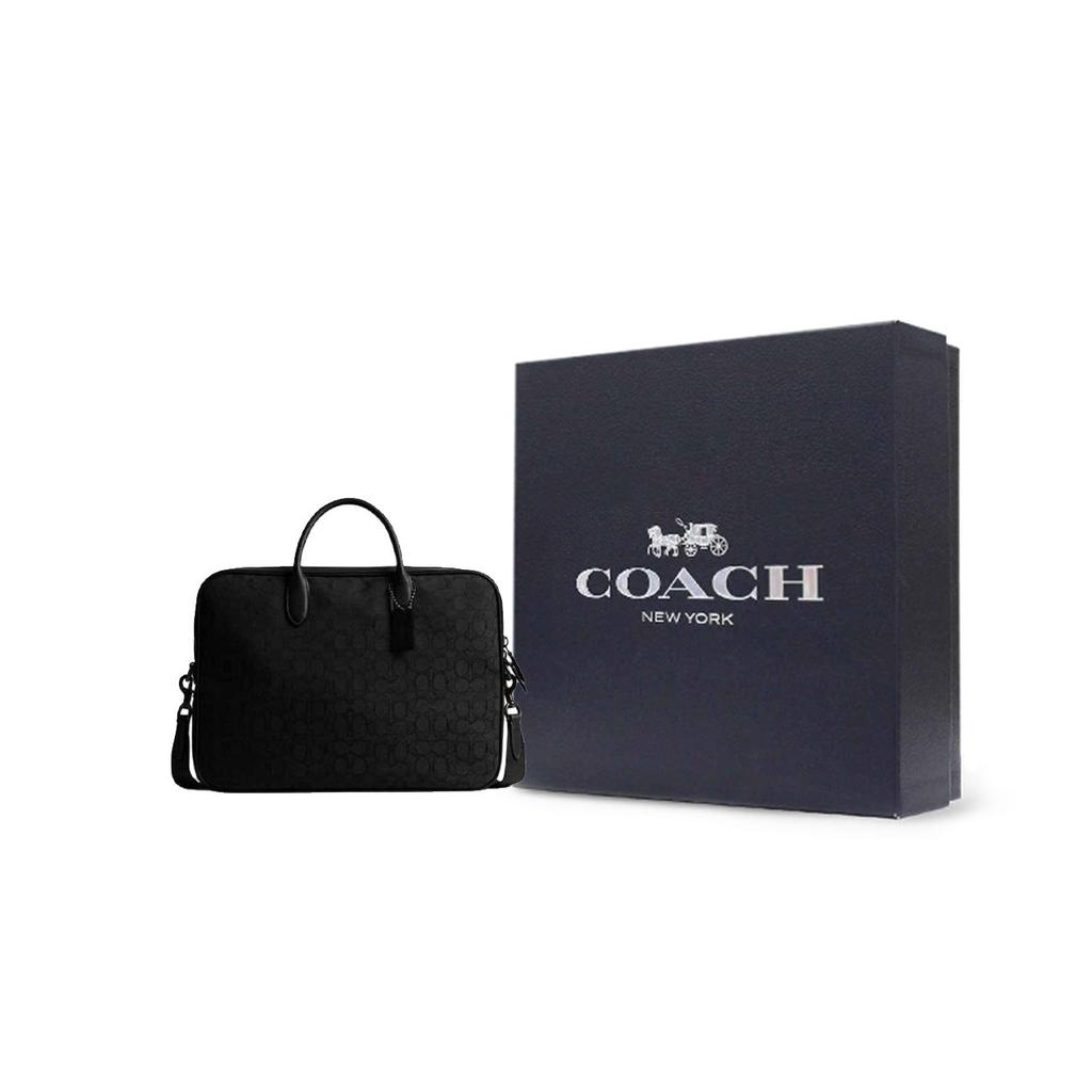 Coach Theo 40 Классическая Монограмма из Ткани Портфель Большой Мужской Портфель Черный CAK97-BLK