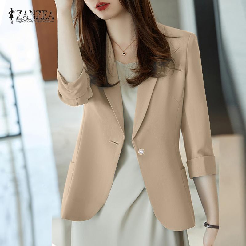 ZANZEA Женский повседневный офисный женский кардиган с рукавом шесть четвертей, блейзер, верхняя одежда