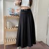 Модные новые винтажные плиссированные А-силуэта свободные юбки женские с высокой талией тонкие элегантные юбки средней длины женские повседневные однотонные простые женские юбки с поясом 26110