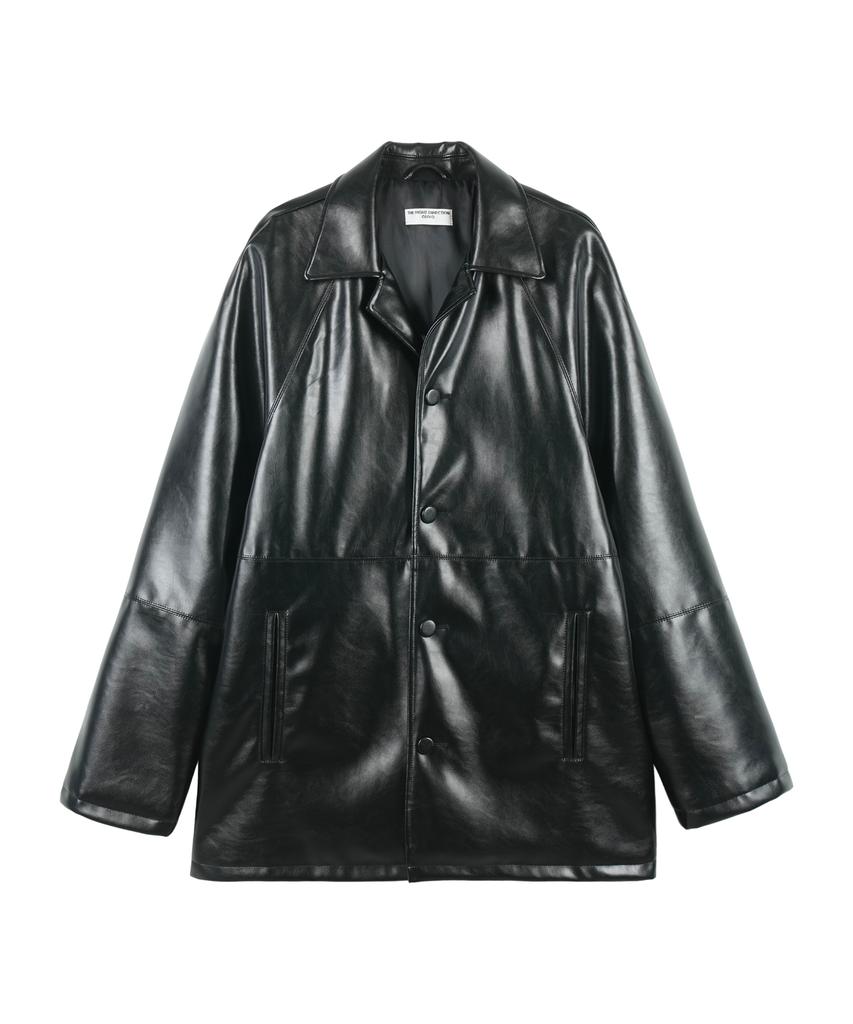 Guvo Faux Leather Raglan Coat