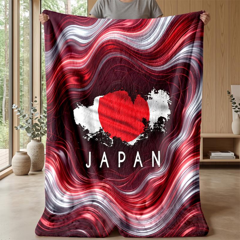 Japan Football Printed Flannel Blanket Skin Friendly Warm Decorative Throw for Indoor Couch Bed Daily Use