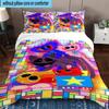 Blue Monster Huggy Night 3pcs Bedding,Including 1pc Duvet Cover And 2pcs Pillowcases Perfect for Christmas,Ideal for Bedroom, Dormitory