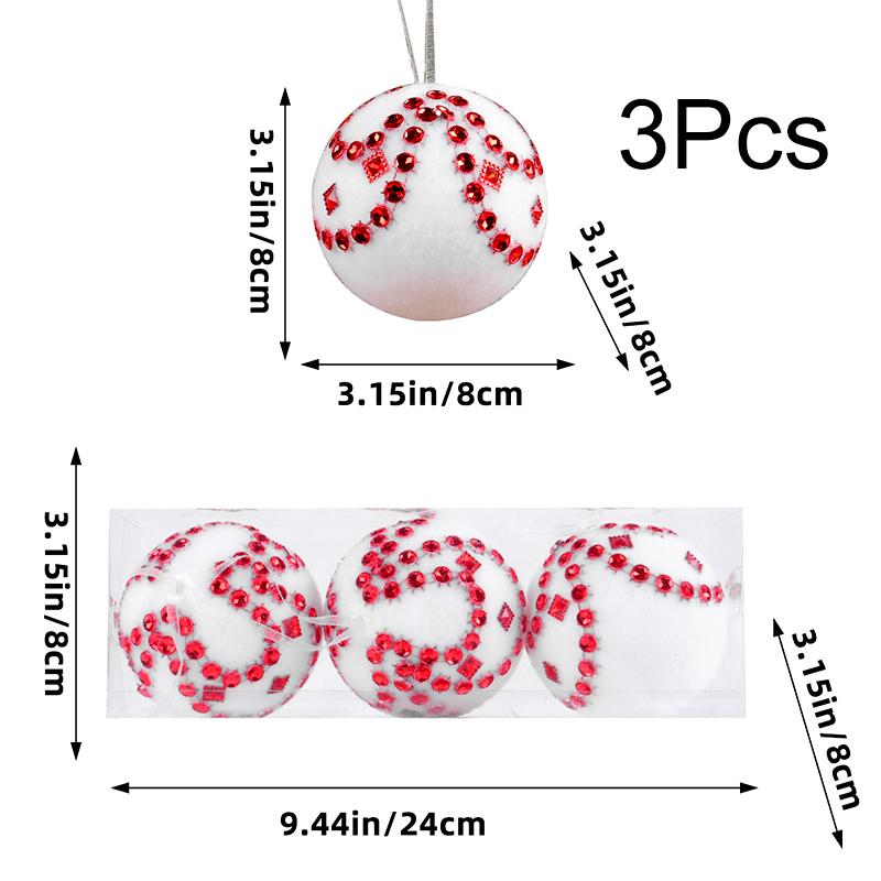 3pcs Christmas Ball Xmas Tree Hanging Ornaments Foam Ball Pendant Christmas Decorations Party Navidad New Year Home Decor