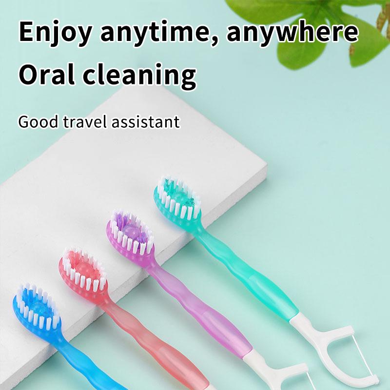 10 шт./коробка Портативная зубная щетка 5-в-1 Зубная нить Зубочистка Для чистки полости рта Одноразовая зубная щетка Для взрослых в деловых поездках