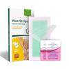Wax Strips, Hair Removal Waxing Strips Face, Body, Arms, Legs, Chest, Back Hair Removal Waxing Kit 24 Wax Strips And 2 Soothing Oil Wipes