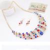 Women Rhinestone Spiral Bib Necklace Hook Earrings Statement Party Jewelry Set