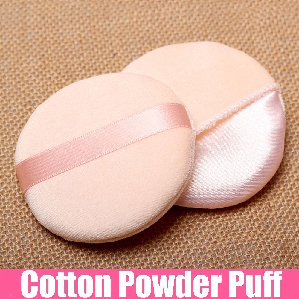 Soft Round Cotton Puffs Round Velvet Powder Puff With Ribbon  for Face Makeup Application